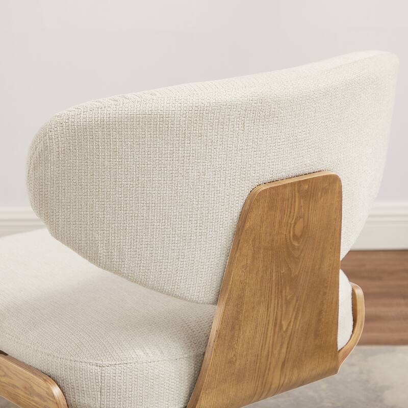 Art Leon Wood and Fabric Swivel Armless Accent Lounge Chair