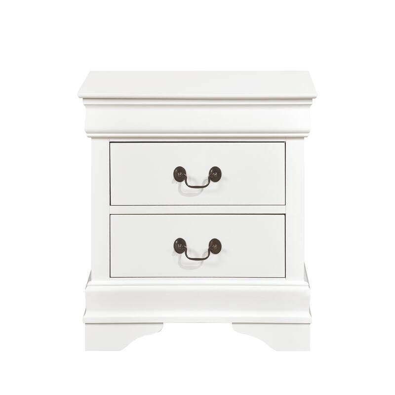 Nightstand 1pc Antique Drop Handles Drawers Bed Side Table