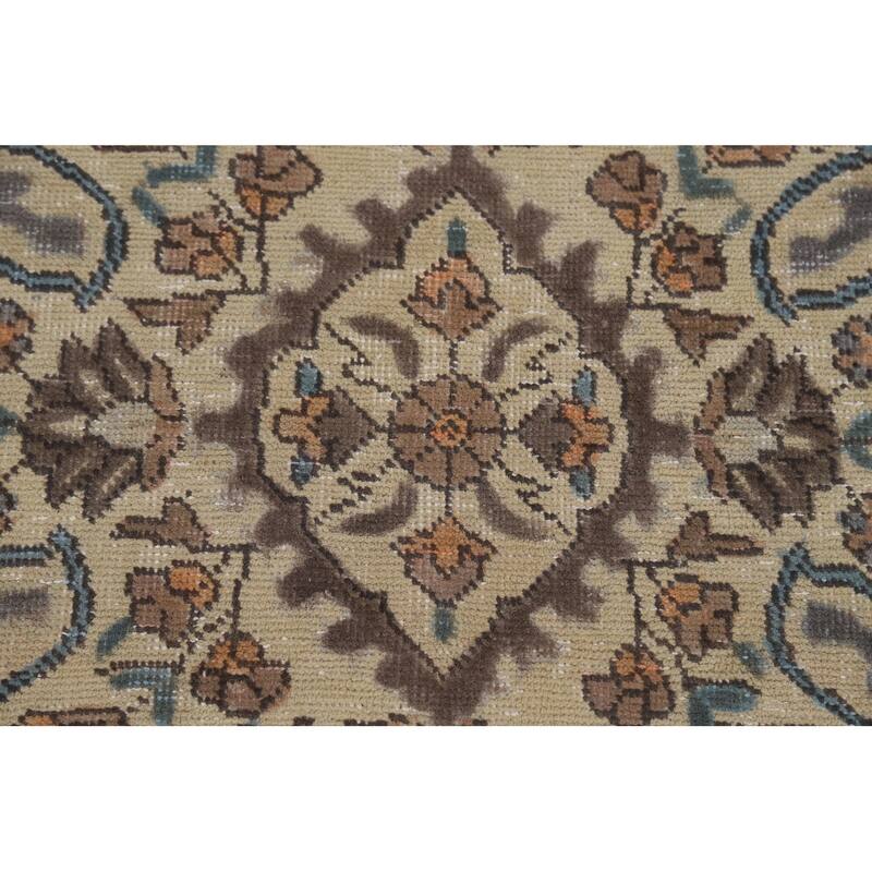 Floral Tabriz Persian Rug Handmade Blue Traditional Wool Carpet - 9'9"x 12'9"