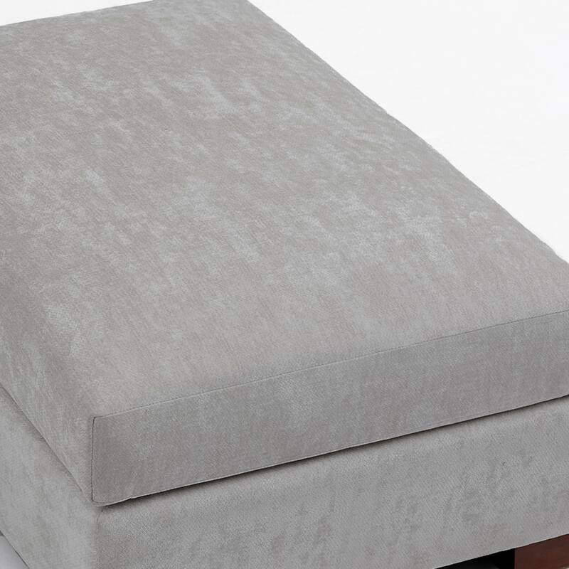 2 Set Modern 41" W Rectangle Chenille Ottoman