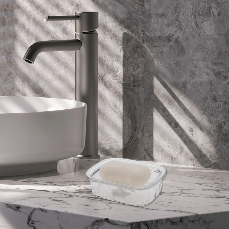 Waterproof with Cover Soap Holder for Bathroom 5.51"x4.13"x1.65" 1 Pc - Clear