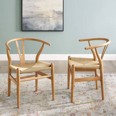 The Curated Nomad Lumos Bamboo Wood and Rope Dining Chairs (Set of 2)