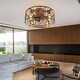 preview thumbnail 2 of 16, 19.7'' Caged Bronze Flush Mount Low Profile Ceiling Fan Chandelier