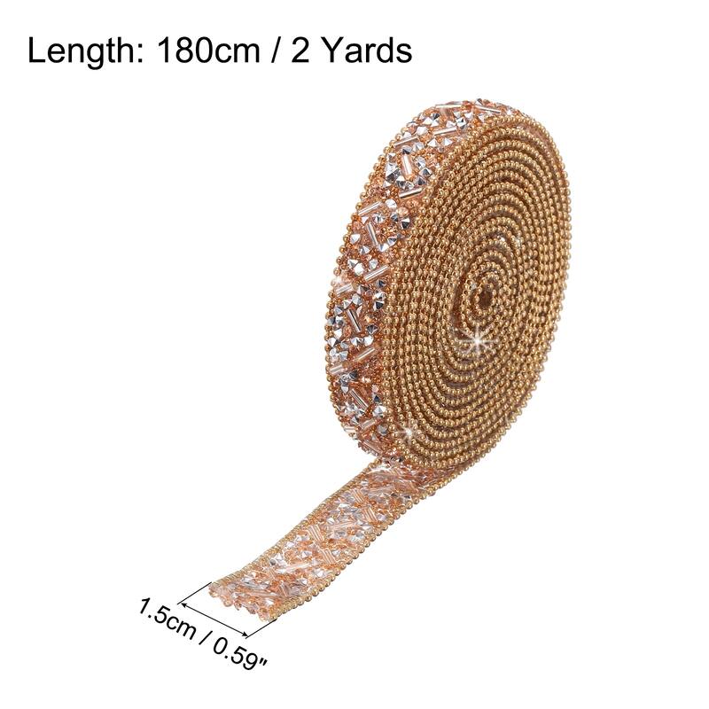 2 Yard 13mm Crystal Rhinestone Diamond Hotfix Ribbon - Champagne