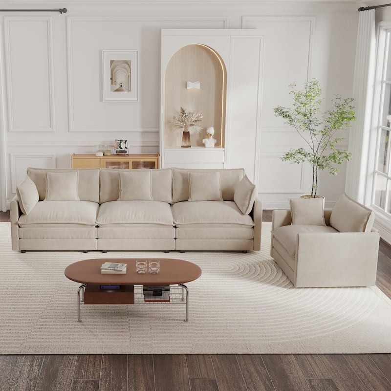 Cloud Chenille Upholstered Modular Sectional Sofa with DIY Combination Design