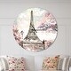 preview thumbnail 9 of 8, Designart 'Eiffel with Pink Flowers' Oversized French Country Wall CLock