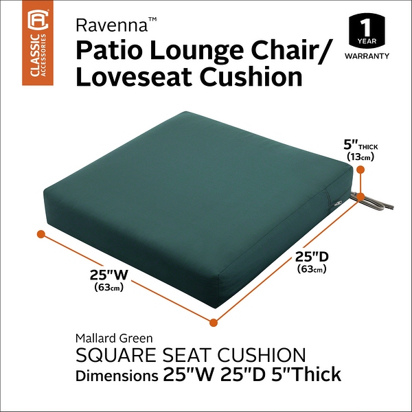 Classic accessories ravenna square patio shop seat cushion slip cover & foam