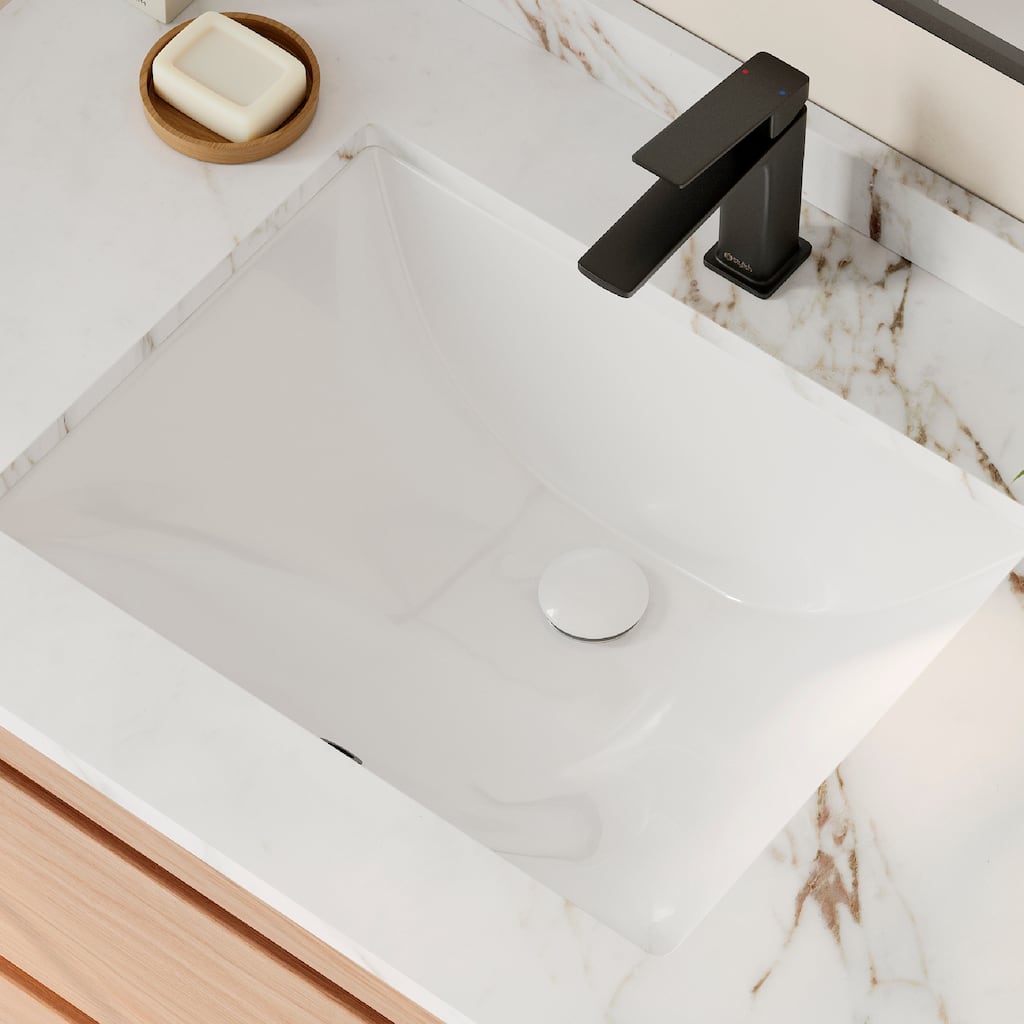 STYLISH Porcelain Rectangular 20 3/4-inches Undermount Ceramic Bathroom Sink with Overflow