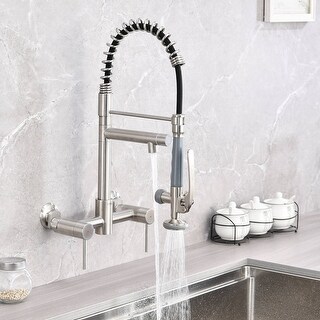 Kingston Brass Heritage Two-Handle Wall-Mount Pull-Down Sprayer Kitchen ...