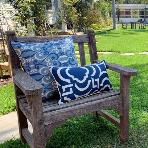 Jiti Outdoor Waterproof Sunbrella Traditional Geometric Patterned Rectangle Lumbar Pillows Cushions for Outdoor Pool Patio Chair