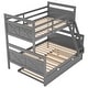 preview thumbnail 9 of 7, Pine Wood Twin Over Full Bunk Bed with Trundle, Safety Ladder, and Guardrails