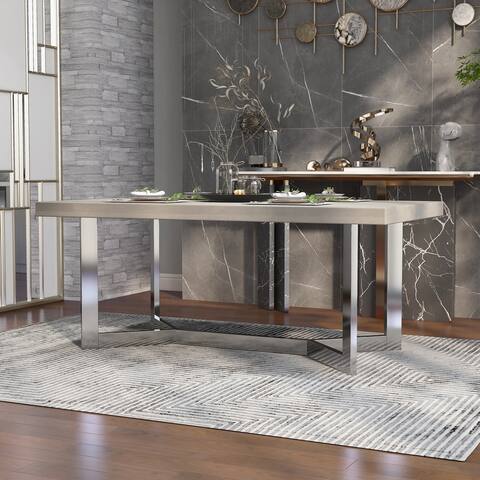 Furniture of America Lemm Contemporary Chrome 72-inch Dining Table