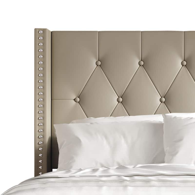 CraftPorch Glam Button Tufted Wingback Upholstered Bed