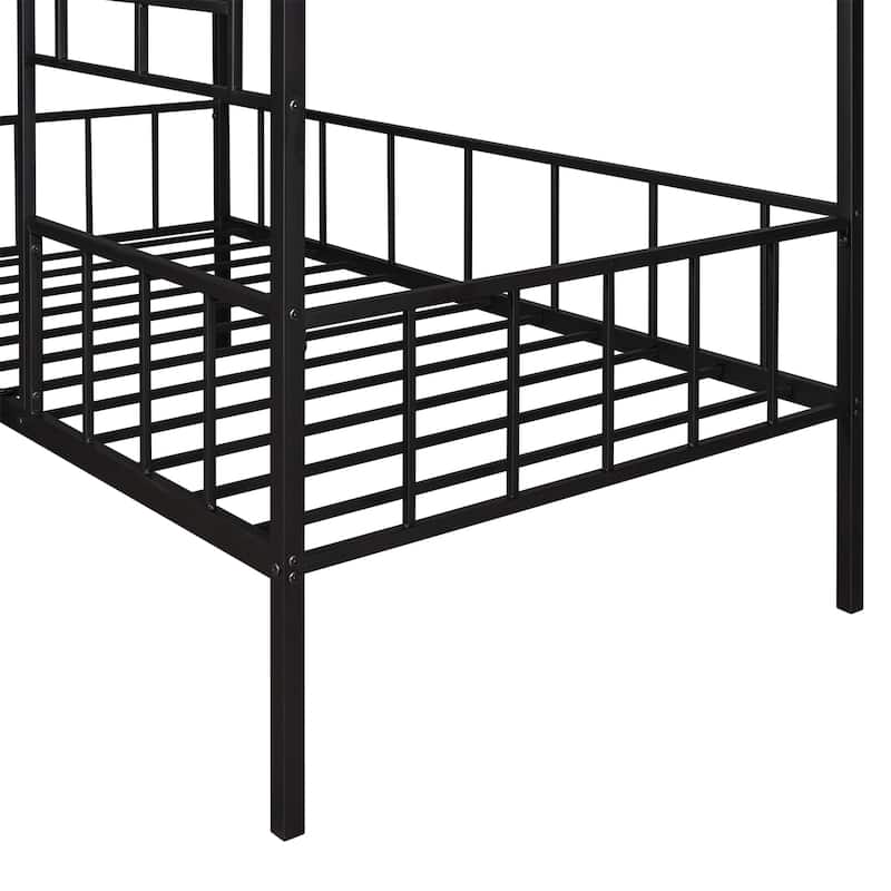 House Bed Frame Metal Twin Size Slatted Support No Box Spring Needed