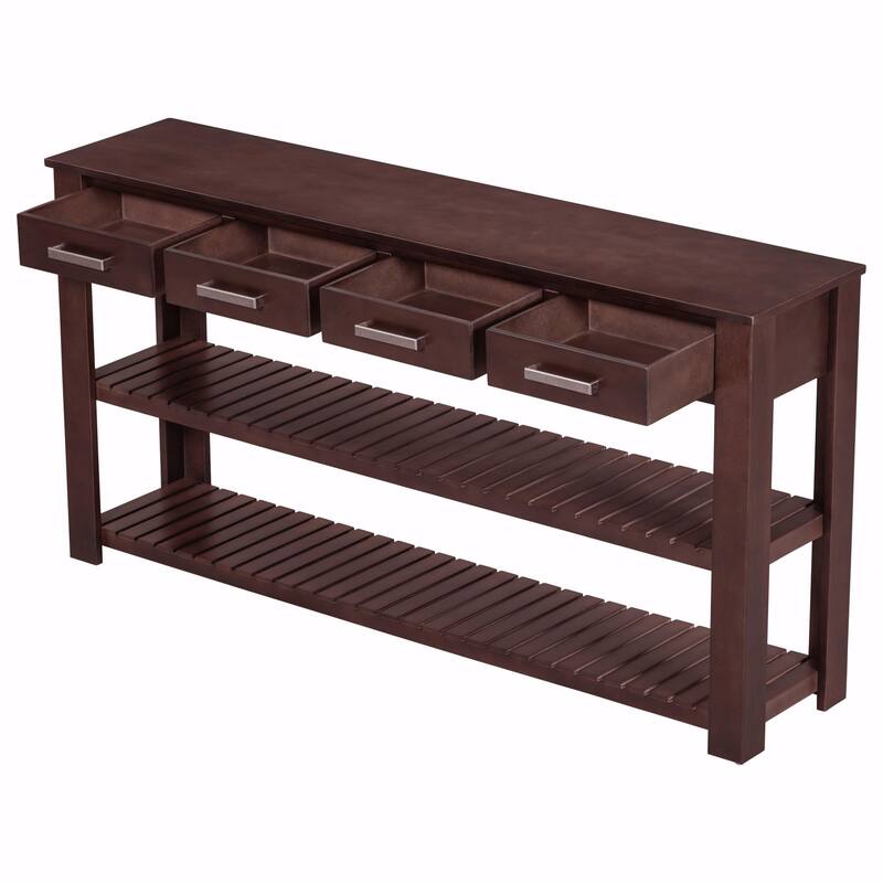 Stylish Entryway Console Table with 4 Drawers and 2 Shelves
