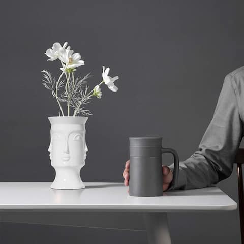 Curata Home Elegant White Ceramic Multi Face Vase (3.75" x 7.25")