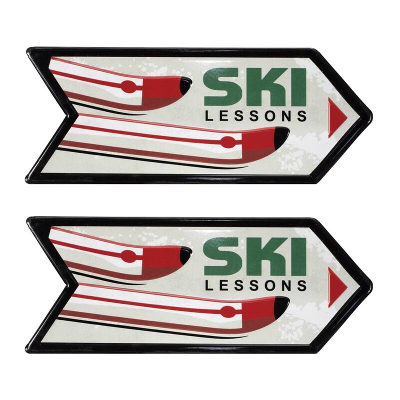 HomeRoots Set of Two Black Red And White Ski Lessons Metal Hanging Wall Decor