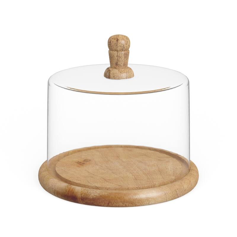 Brown Glass Cake Stand with Glass Lid - 8 x 8 x 6 Round