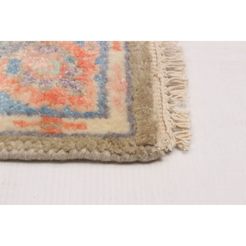 ECARPETGALLERY Hand-knotted Modern Oushak Khaki Wool Rug - 2'6 x 9'11