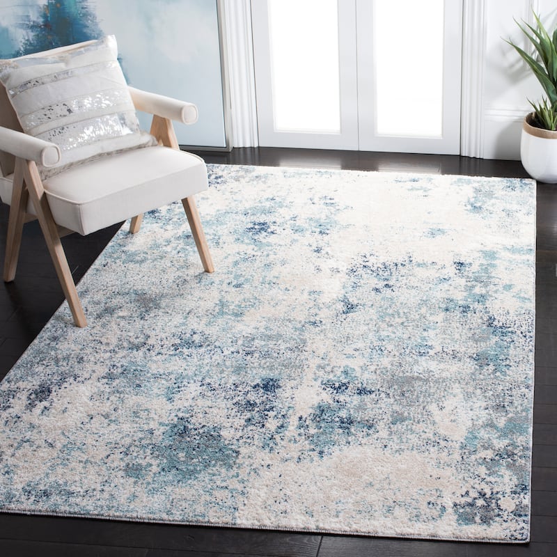 SAFAVIEH Aston Shahide Modern Abstract Rug - 5'3" x 7'7" - Ivory/Blue
