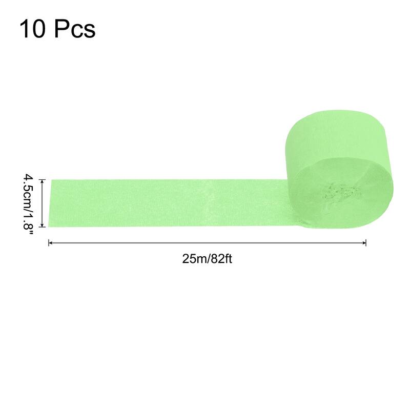 Crepe Paper Streamers 10 Rolls for Decoration - Light Green - 1.8 in x 82 Ft/Roll