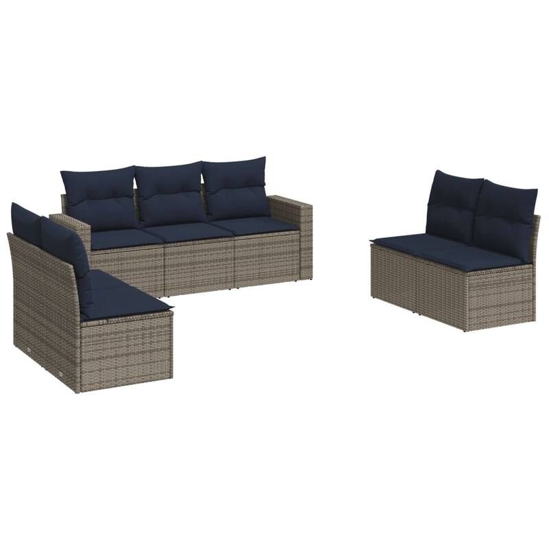 vidaXL Patio Sofa Set with Cushions Outdoor Conversation Furniture Poly Rattan - 25.8" x 24.4" x 27.2"