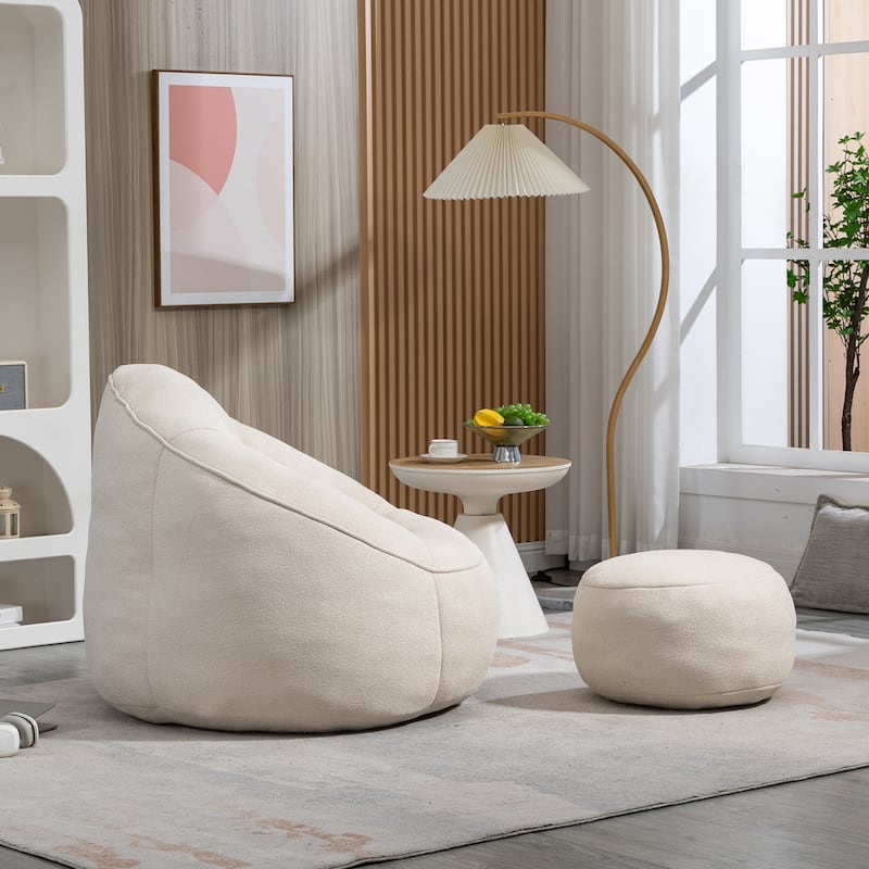Roomfitters Bedding Bean Bag Sofa Chair - High Pressure Foam Bean Bag Chair for Adults with Padded Foam Padding and Footrest