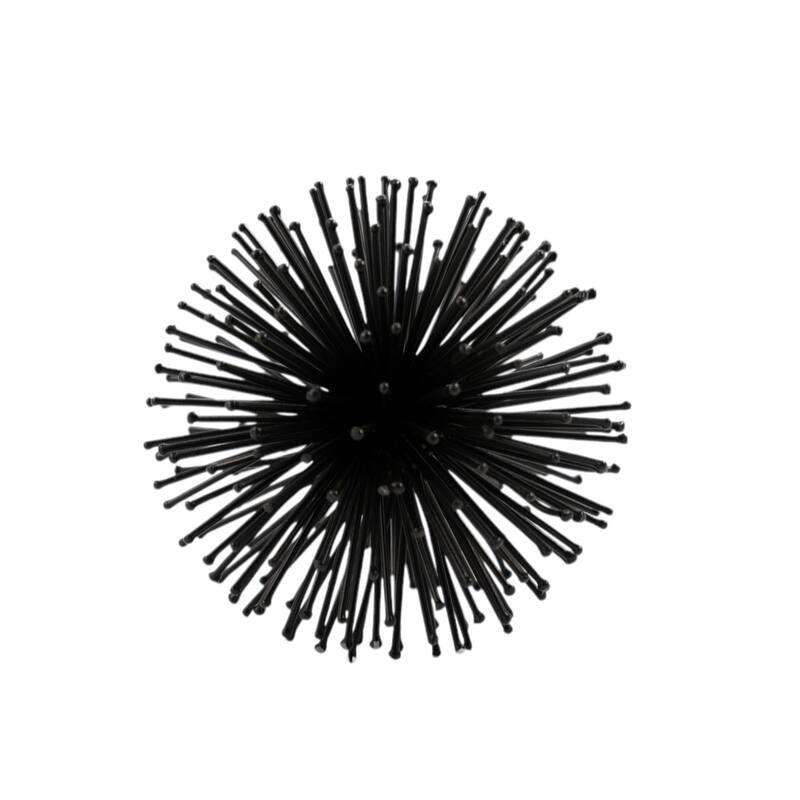 HomeRoots Set of Two Black Iron Decorative Spiky Sphere Tabletop Sculpture - 4' X '4' X '4