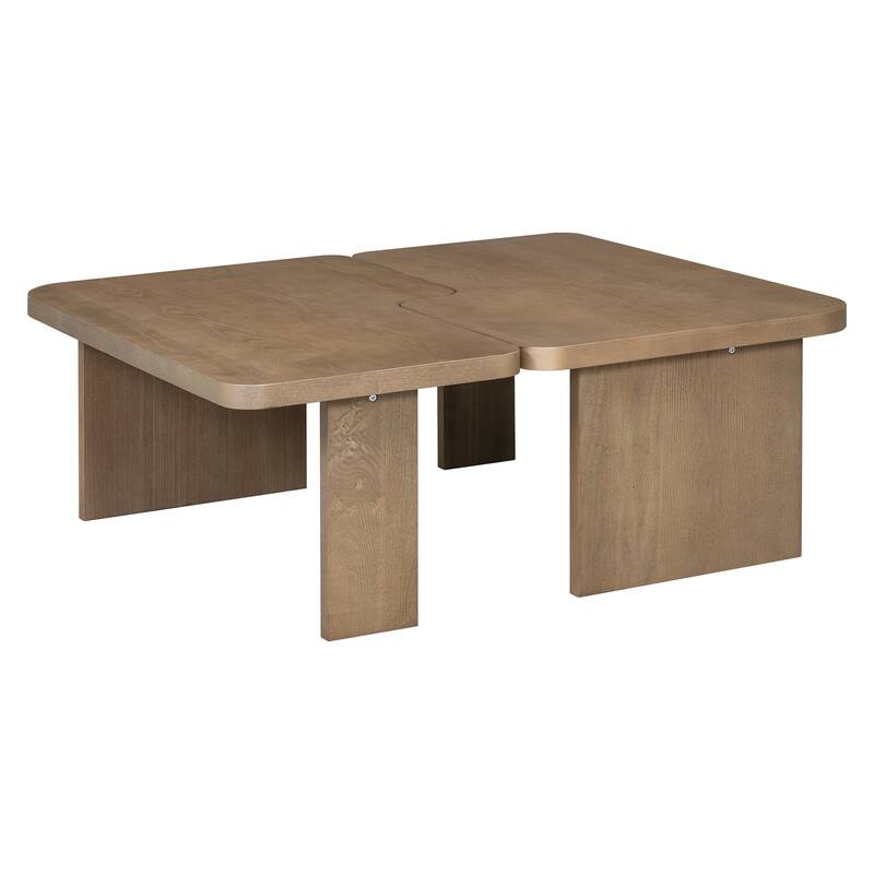 Roomfitters Minimalist Coffee Table Set, Rectangular Center Table with Two-Tone Design