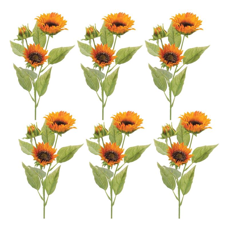 HomeRoots Set of Twelve Yellow And Green Fall Sunflower Wreath Sprays