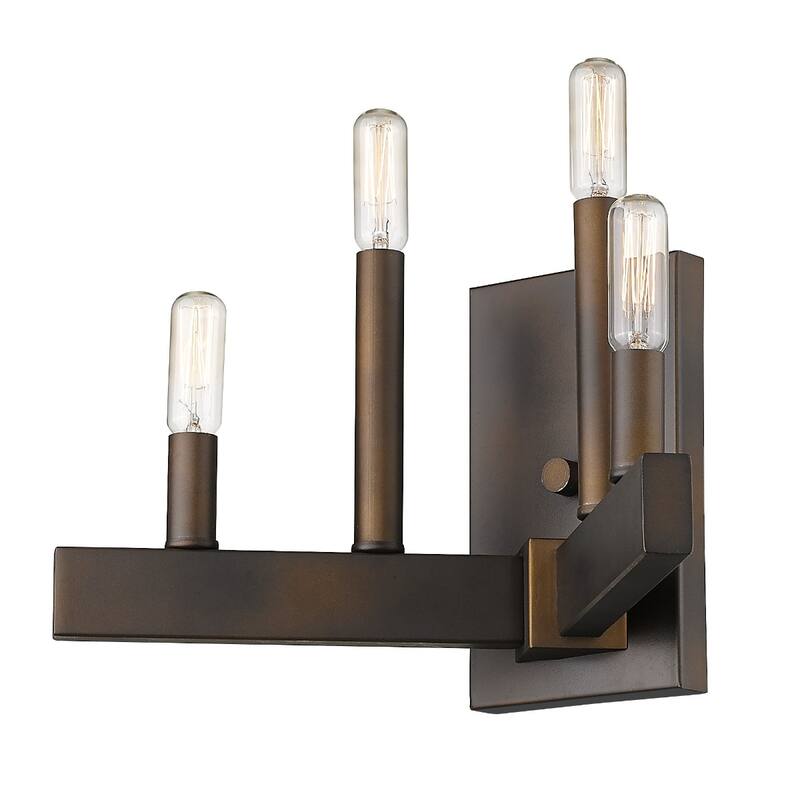 Bronze Metal Wall Sconce Flush Mount, 4 Light Dimmable - 7.38” x 13.25” x 8” (D x W x H)