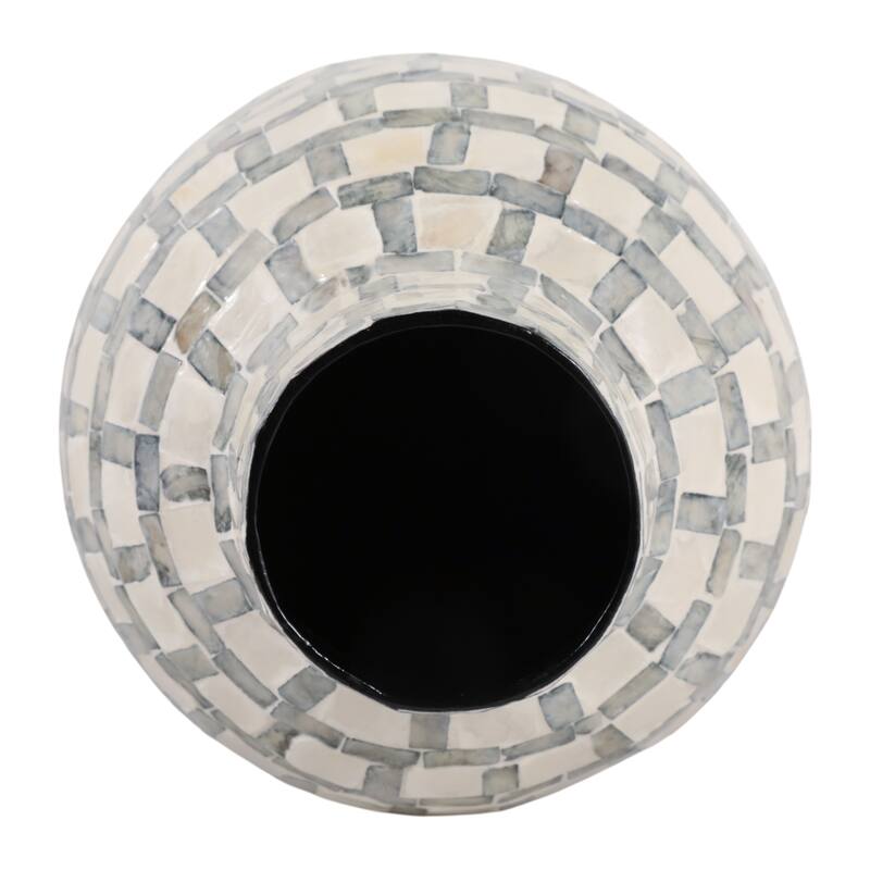 Mosaic Capiz Vase with Checkered Pattern - Tall Flower Vase