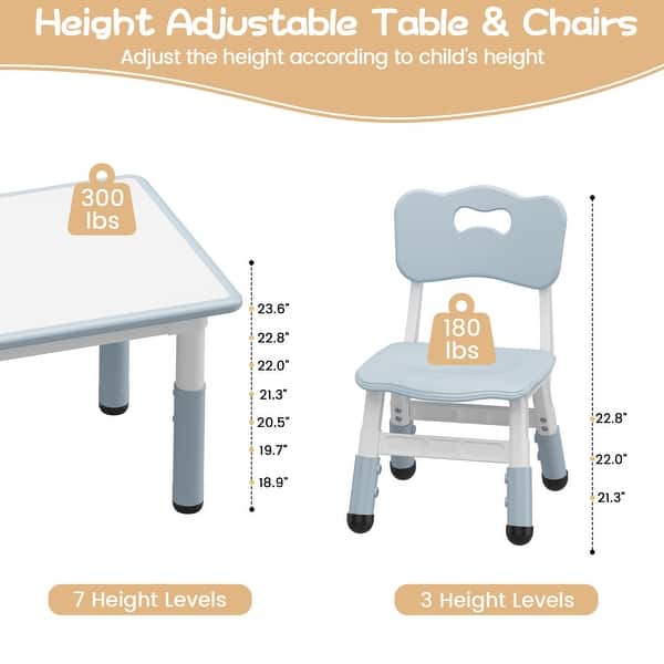 dimension image slide 0 of 4, Table and 4 Chairs Set for Ages 2-10 Height Adjustable