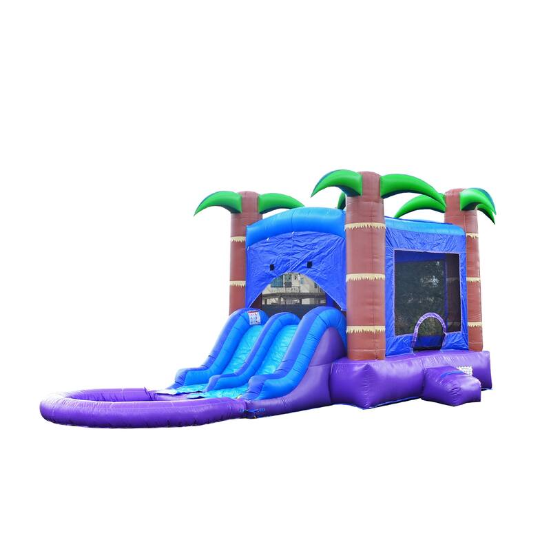 HeroKiddo Enchanted Forest Commercial Grade Inflatable Bounce House & Water Slide Combo with Attached Splash Pool and Air Blower