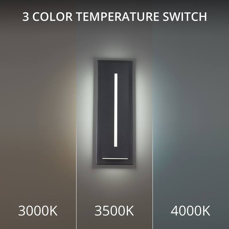 Midnight LED 16in Indoor or Outdoor Wall Light 3-CCT 3000K-3500K-4000K Set to 3000K