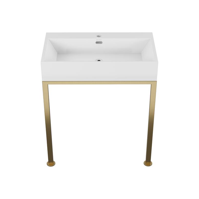 Swiss Madison SM-CS0202 29-1/2" Rectangular Ceramic Console Bathroom - Glossy White / Brushed Gold