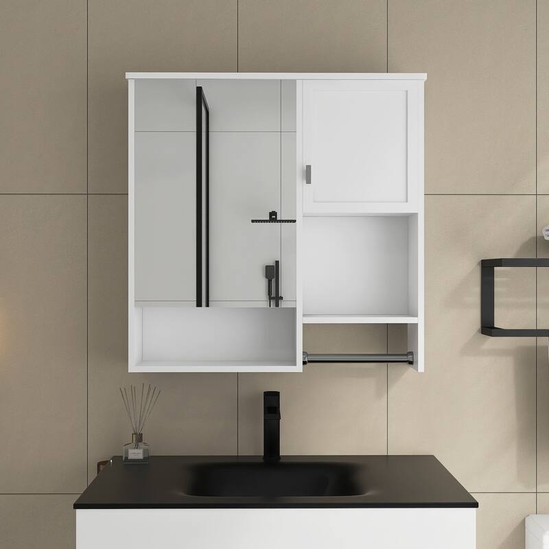 29'' x 28'' Modern Wall Mounted Medicine Cabinet with Mirror - 30" x 7" - White