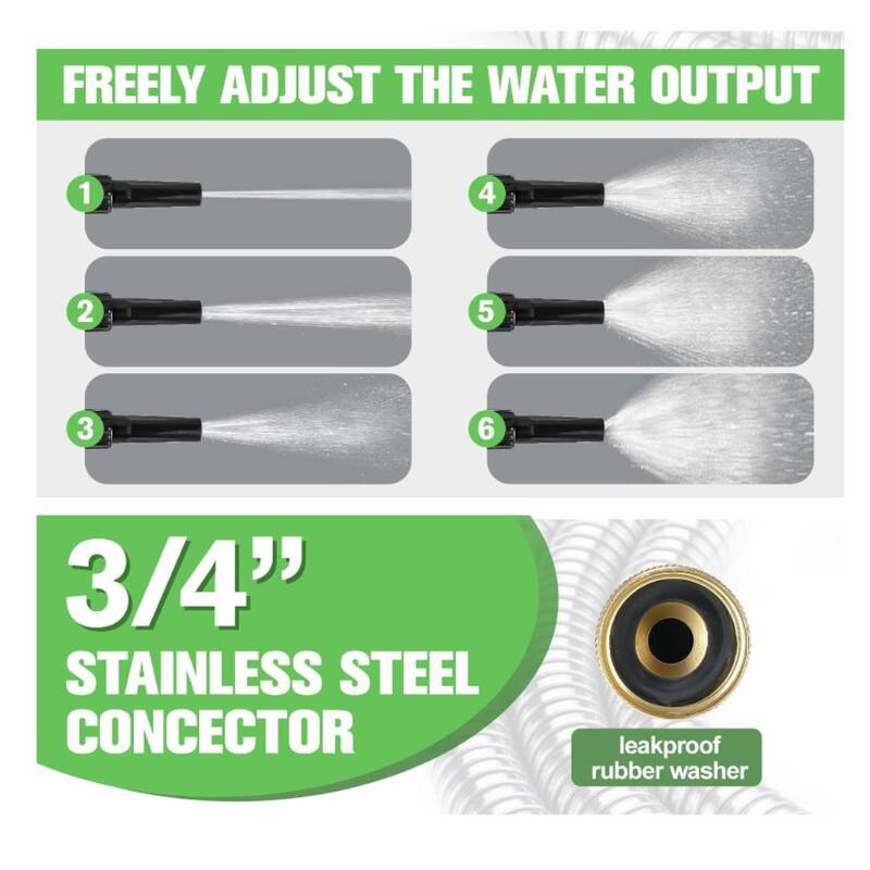 100-Foot Stainless Steel Garden Hose Silver Kink-Resistant Durable Heavy-Duty Outdoor Watering Hose with Connectors - 100 Ft