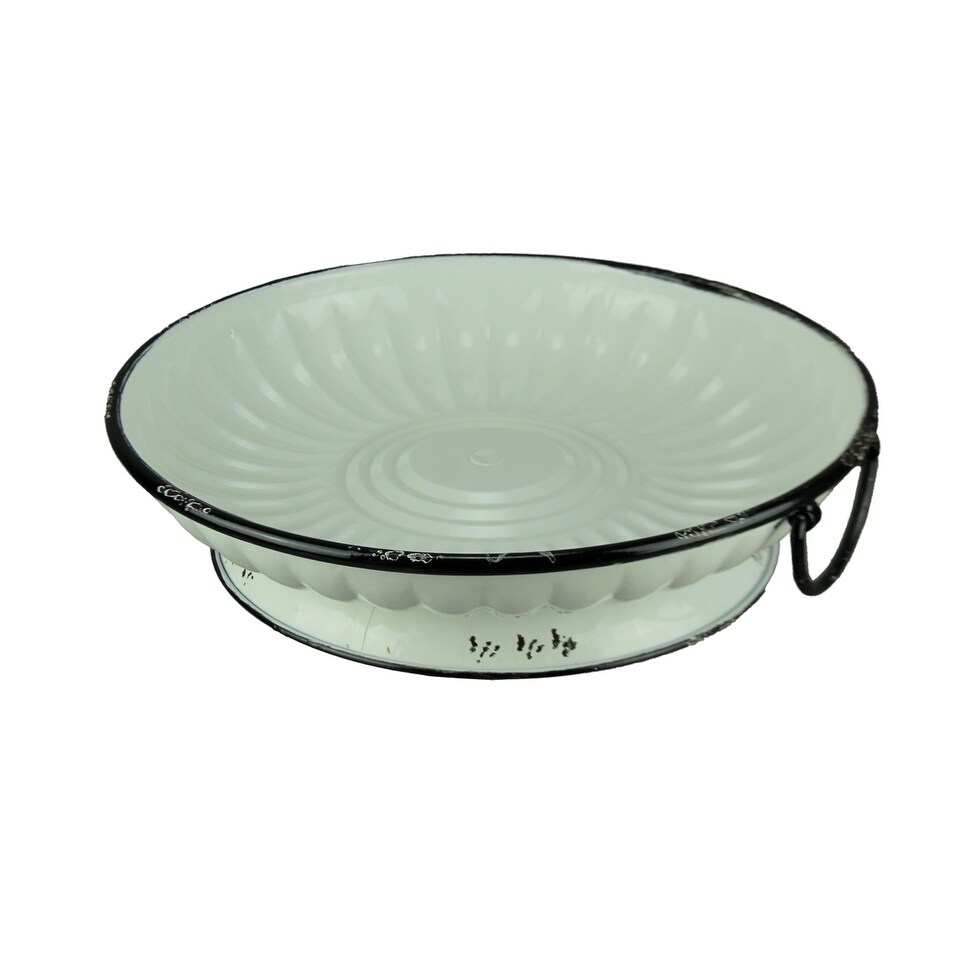 Shop Black And White Metal Vintage Round Decorative Bowl With