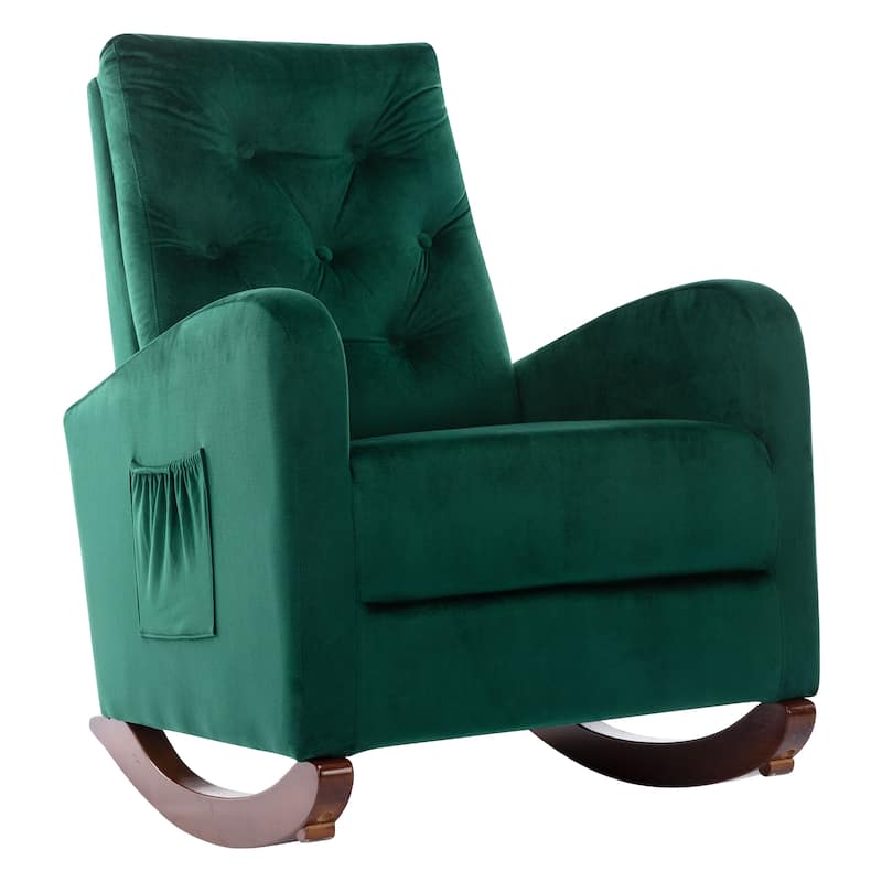 Baby Room High Back Rocking Chair Nursery Chair , Comfortable Rocker Fabric Padded Seat ,Modern High Back Armchair