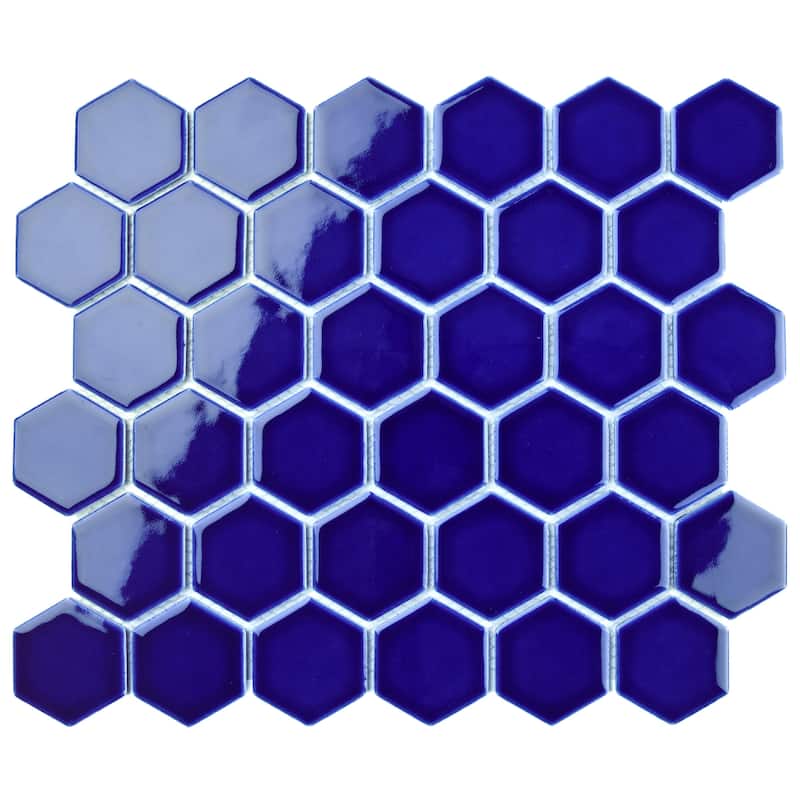Merola Tile Metro Ion 2" Hex Sapphire 11-1/8" x 12-5/8" Porcelain Wall Tile
