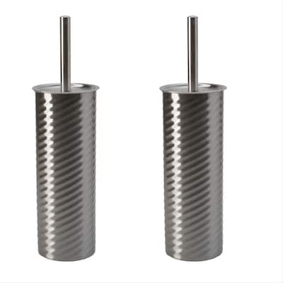 Bath Bliss 2 Pack Swirled Texture Toilet Brush & Holder in Chrome - Set