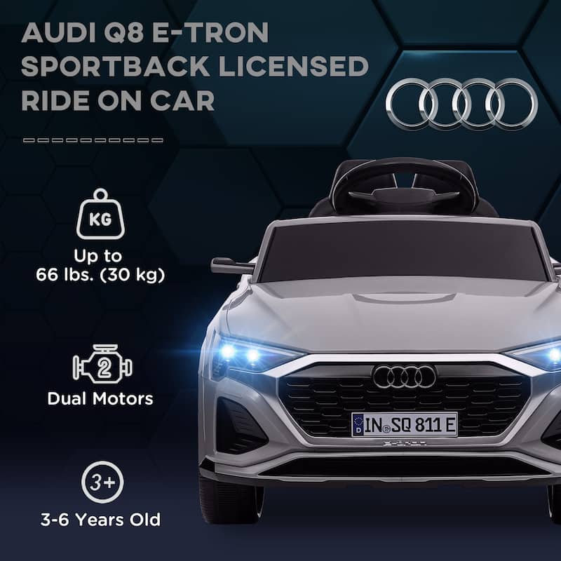 Qaba Audi Q8 e-tron Sportback Licensed 12V Kids Ride on Car, Battery Powered Kids Electric Car Remote 4 Spring Suspension Wheels