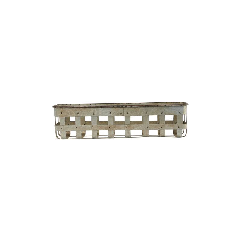 Set of 3 Rectangle Open Weave Iron Baskets