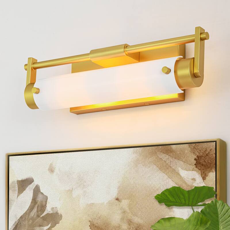 2-Light Modern Transitional Gold Acrylic Vanity Wall Sconce for Bathroom & Bedroom - 1 Light - 1 Light - Gold
