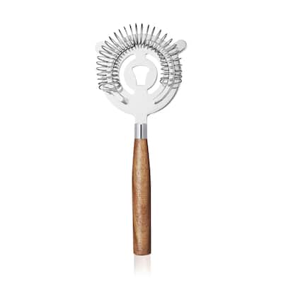 Cocktail Strainer with Acacia Handle by True - Brown - 8.75" x 3.5"