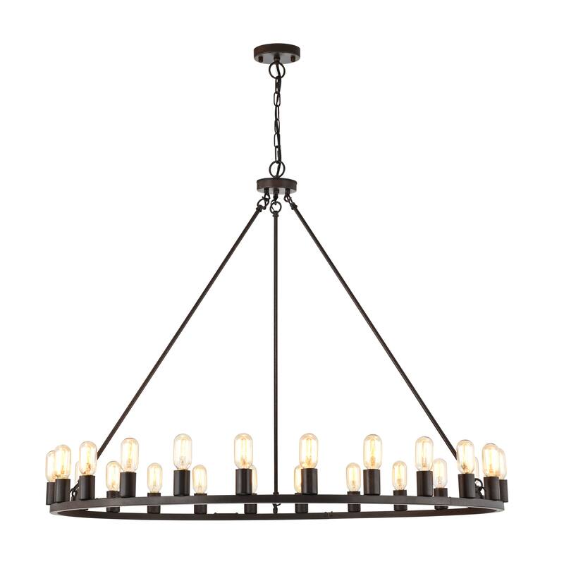 Rustic Iron 48-inch Wagon Wheel 24-light Chandelier