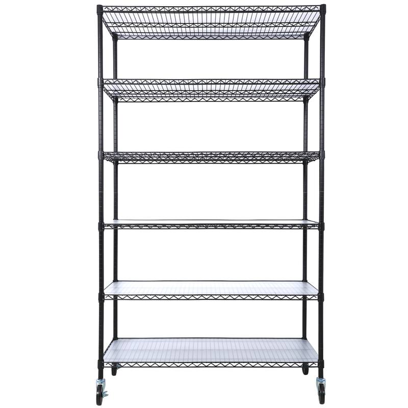 6 Tier 6000lbs Capacity Adjustable Metal Storage Rack with Wheels