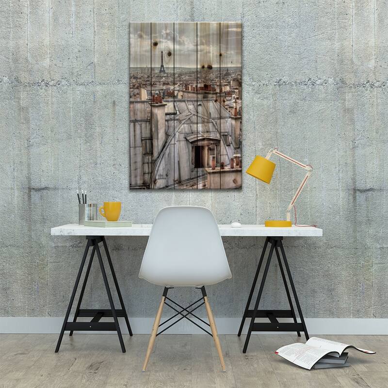 Paris Rooftops Print On Wood by Assaf Frank - Multi-Color