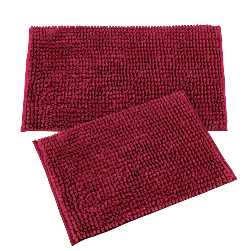 Microfiber Chenille Skid-Resistant Absorbent 2-Piece Bath Rug Set
